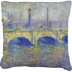 Waterloo Bridge by Claude Monet Faux-Linen Throw Pillow 20"
