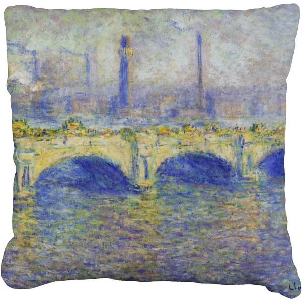 Custom Waterloo Bridge by Claude Monet Faux-Linen Throw Pillow