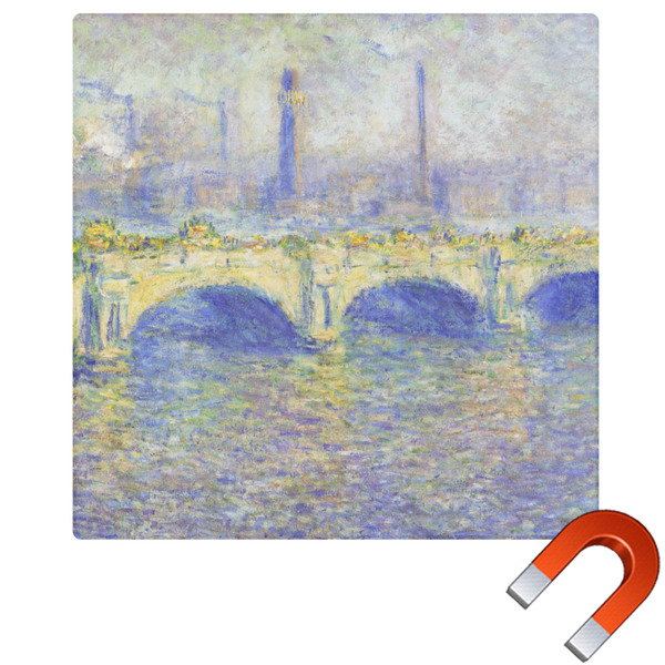 Custom Waterloo Bridge by Claude Monet Square Car Magnet - 10"