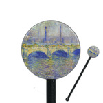 Waterloo Bridge by Claude Monet 5.5" Round Plastic Stir Sticks - Black - Single Sided