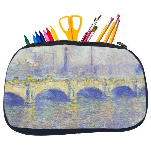 Custom Waterloo Bridge by Claude Monet Neoprene Pencil Case - Medium