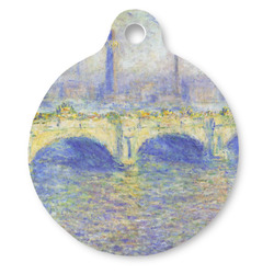 Waterloo Bridge by Claude Monet Round Pet ID Tag - Large
