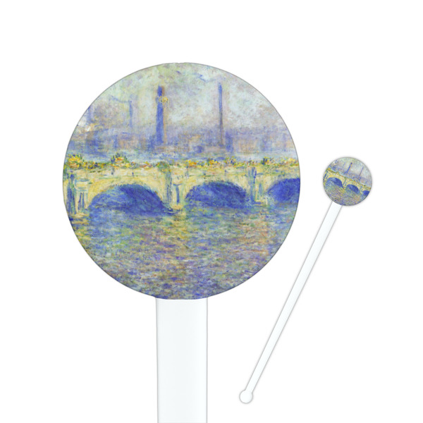 Custom Waterloo Bridge by Claude Monet 7" Round Plastic Stir Sticks - White - Double Sided