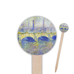 Waterloo Bridge by Claude Monet 6" Round Wooden Food Picks - Single Sided