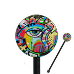 Abstract Eye Painting 5.5" Round Plastic Stir Sticks - Black - Double Sided