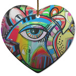 Abstract Eye Painting Heart Ceramic Ornament