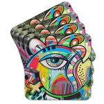 Abstract Eye Painting Cork Coaster - Set of 4