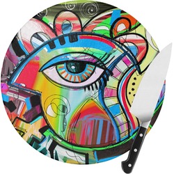 Abstract Eye Painting Round Glass Cutting Board - Medium