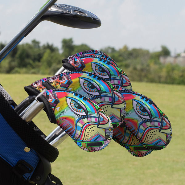 Custom Abstract Eye Painting Golf Club Iron Cover - Set of 9