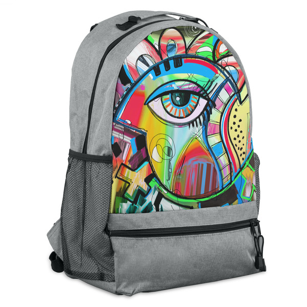Custom Abstract Eye Painting Backpack - Grey