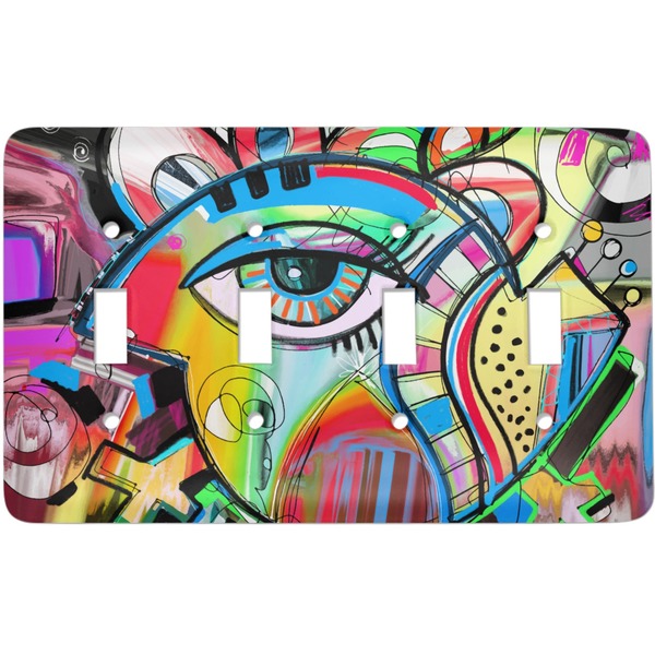 Custom Abstract Eye Painting Light Switch Cover (4 Toggle Plate)