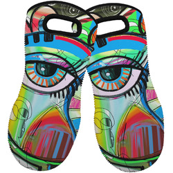 Abstract Eye Painting Neoprene Oven Mitts - Set of 2