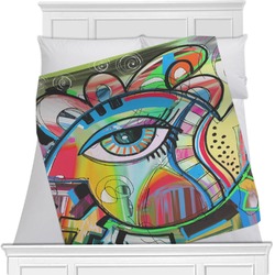 Abstract Eye Painting Minky Blanket - Toddler / Throw - 60"x50" - Single Sided