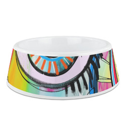 Abstract Eye Painting Plastic Dog Bowl