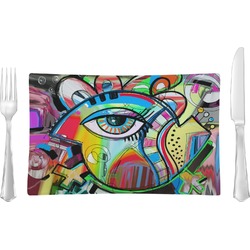 Abstract Eye Painting Glass Rectangular Lunch / Dinner Plate