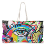 Abstract Eye Painting Large Tote Bag with Rope Handles