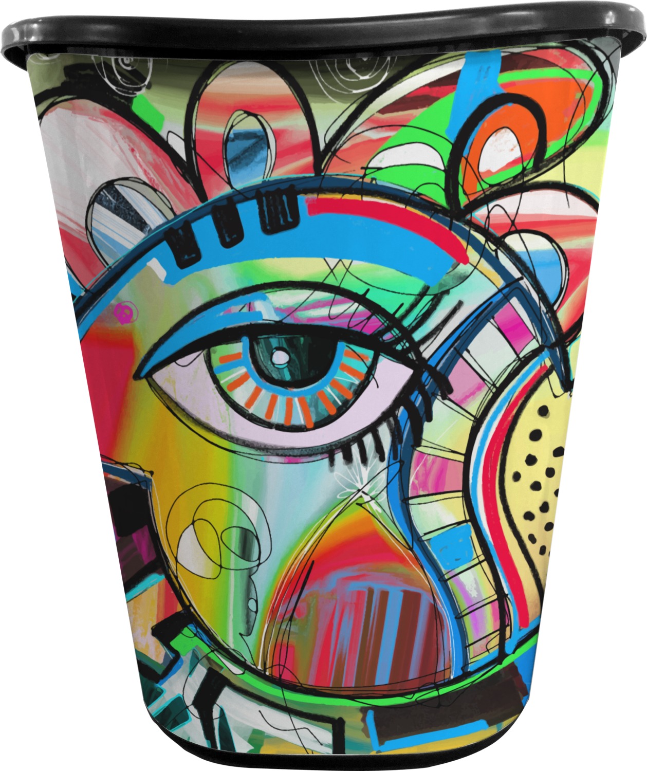 Abstract Eye Painting Waste Basket (Black) - YouCustomizeIt