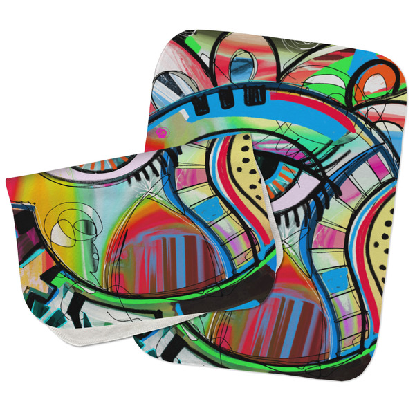 Custom Abstract Eye Painting Burp Cloths - Fleece - Set of 2