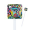 Abstract Eye Painting White Plastic Stir Stick - Square - Closeup