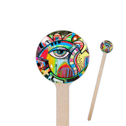 Abstract Eye Painting 7.5" Round Wooden Stir Sticks - Double Sided