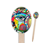 Abstract Eye Painting Oval Wooden Food Picks - Single Sided