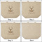 Deer 3 Reusable Cotton Grocery Bags - Front & Back View