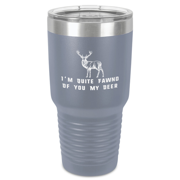 Custom Deer 30 oz Stainless Steel Tumbler - Grey - Single-Sided (Personalized)