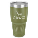 Deer 30 oz Stainless Steel Tumbler - Olive - Single-Sided (Personalized)