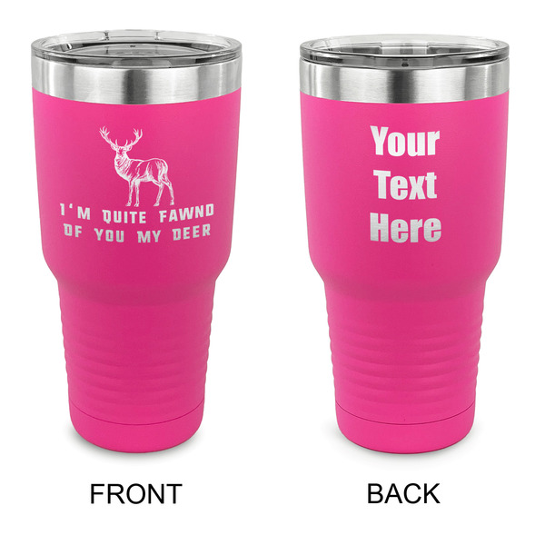 Custom Deer 30 oz Stainless Steel Tumbler - Pink - Double Sided (Personalized)