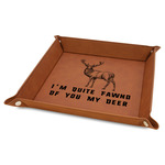 Deer Faux Leather Dice Tray - 9" x 9" - Rawhide (Personalized)