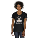 Deer Women's V-Neck T-Shirt - Black - 2XL (Personalized)