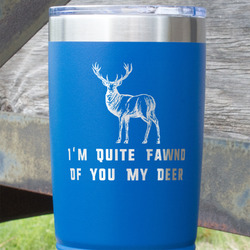 Deer 20 oz Stainless Steel Tumbler - Royal Blue - Double Sided (Personalized)