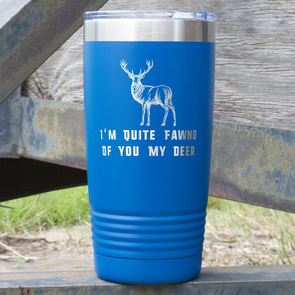 Custom Deer 20 oz Stainless Steel Tumbler - Royal Blue - Double Sided (Personalized)