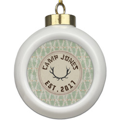 Deer Ceramic Ball Ornament (Personalized)