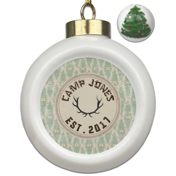 Custom Deer Ceramic Ball Ornament - Christmas Tree (Personalized)