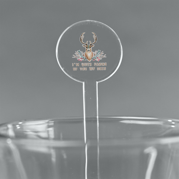 Custom Deer 7" Round Plastic Stir Sticks - Clear (Personalized)