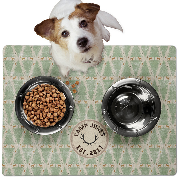 Custom Deer Dog Food Mat - Medium w/ Name or Text