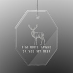 Deer Engraved Glass Ornament - Octagon (Personalized)