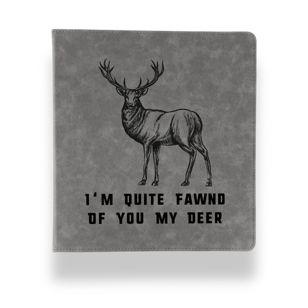 Custom Deer Leather Binder - 1" - Grey (Personalized)