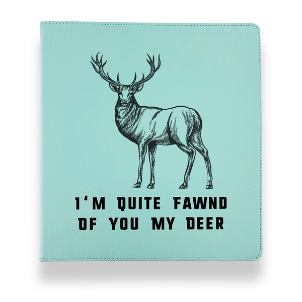 Custom Deer Leather Binder - 1" - Teal (Personalized)