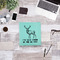 Deer Leather Binder - 1" - Teal - Lifestyle View