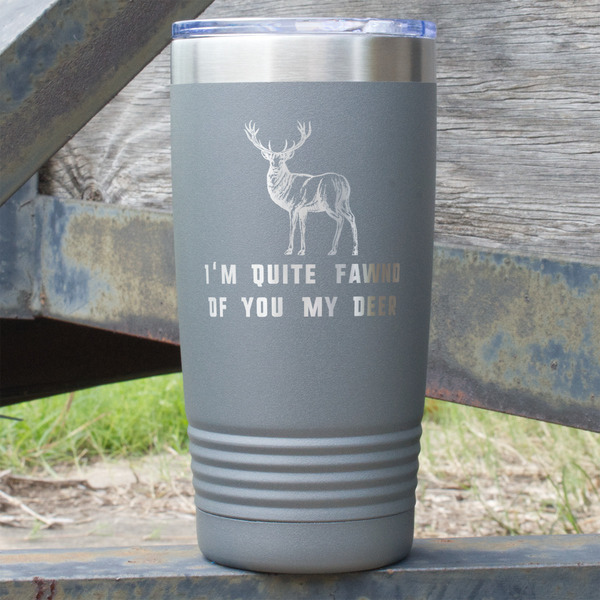 Custom Deer 20 oz Stainless Steel Tumbler - Grey - Double Sided (Personalized)