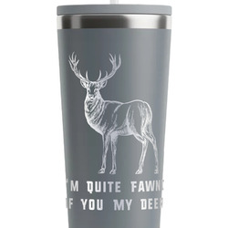 Deer RTIC Everyday Tumbler with Straw - 28oz - Grey - Double-Sided (Personalized)