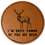 Deer Faux Leather Iron On Patch - Round (Personalized)