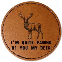Deer Faux Leather Iron On Patch - Round (Personalized)