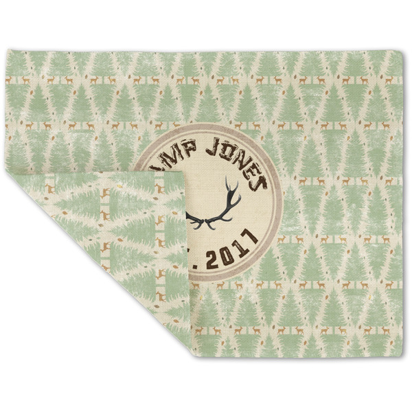 Custom Deer Double-Sided Linen Placemat - Single w/ Name or Text