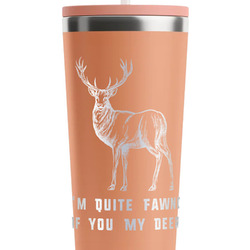 Deer RTIC Everyday Tumbler with Straw - 28oz - Peach - Double-Sided (Personalized)