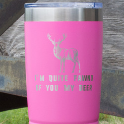Deer 20 oz Stainless Steel Tumbler - Pink - Double Sided (Personalized)