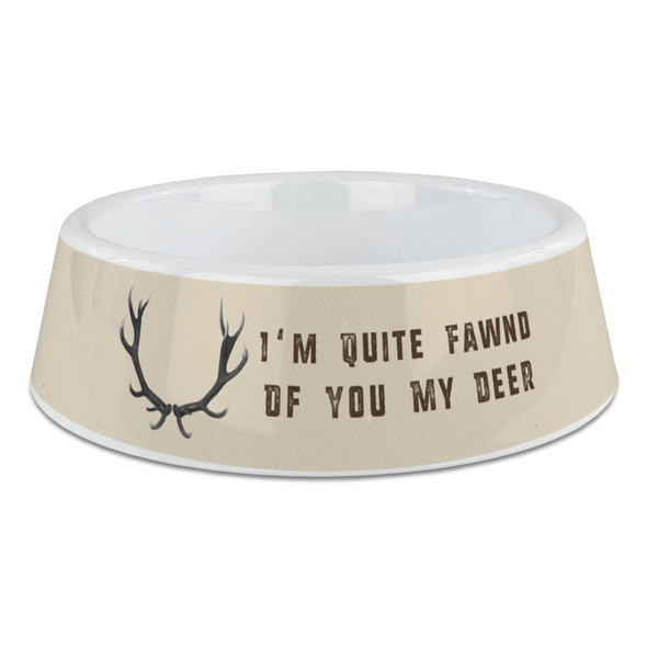 Custom Deer Plastic Dog Bowl - Large (Personalized)