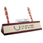 Deer Red Mahogany Nameplate with Business Card Holder (Personalized)